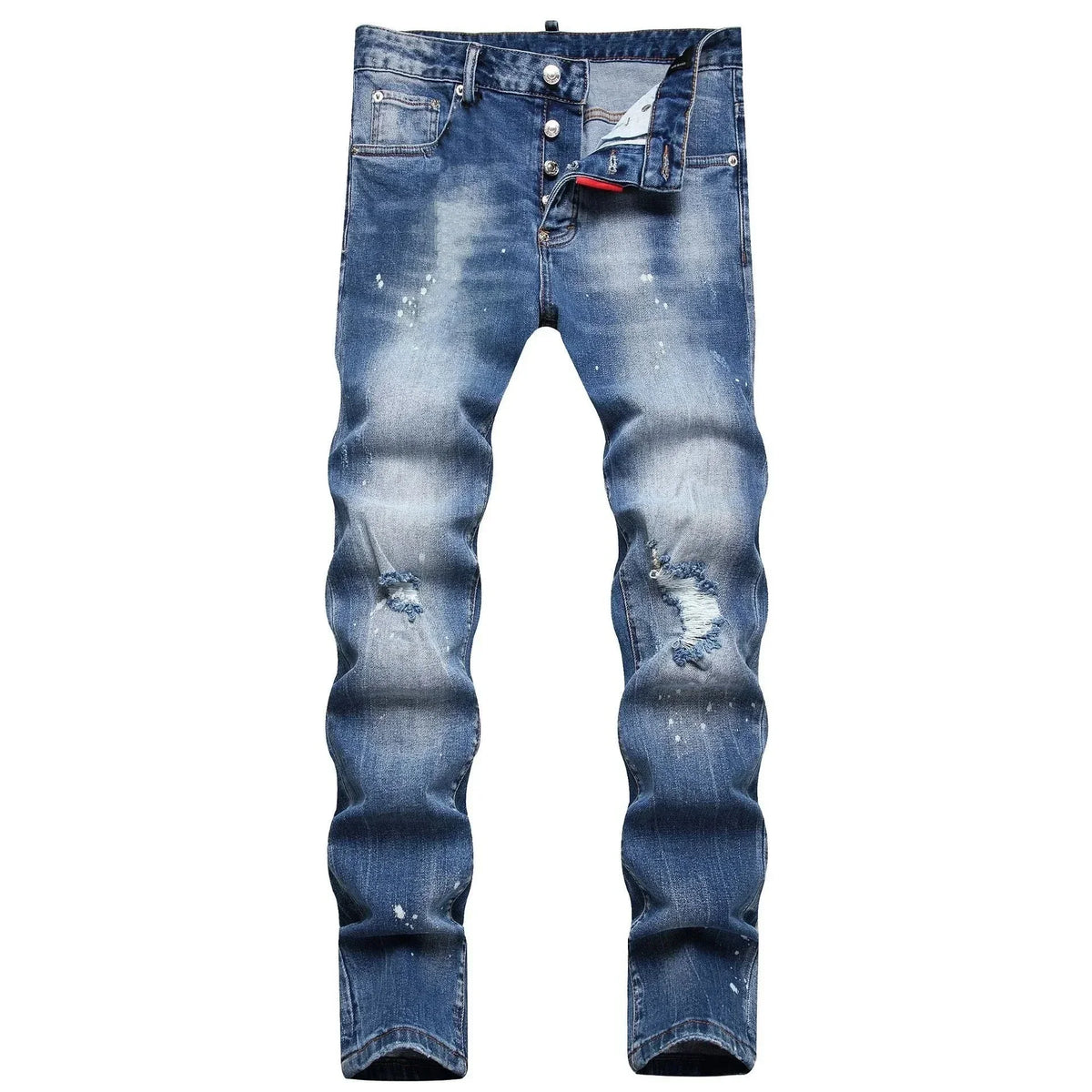 Men’s Light-Wash Ripped Skinny Jeans