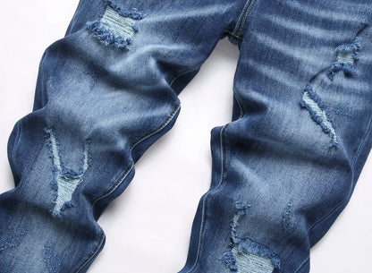 Men’s Light-Wash Ripped Skinny Jeans