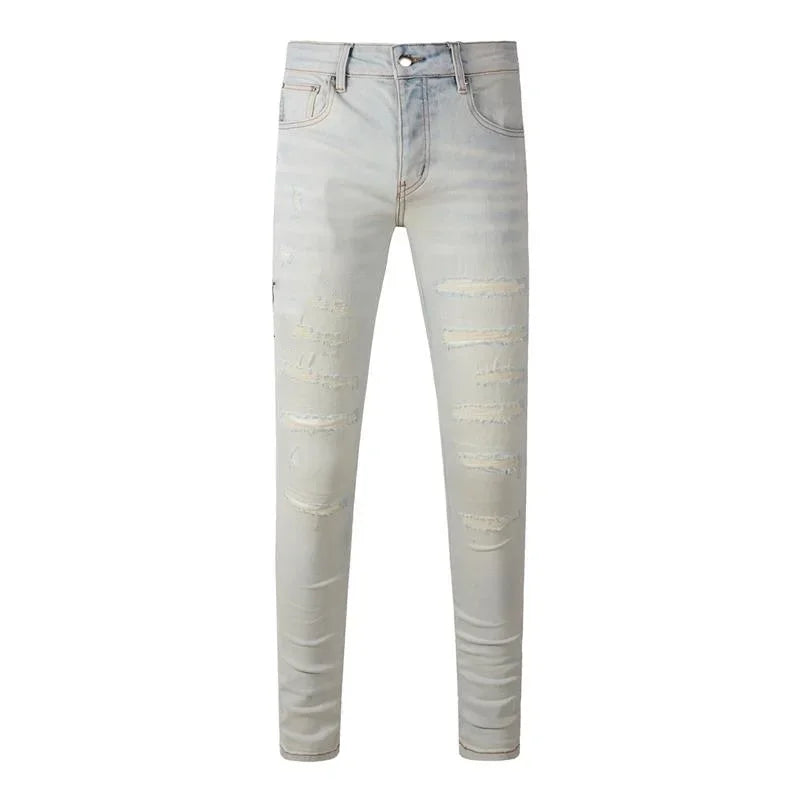 Retro-Wash Skinny Ripped Jeans