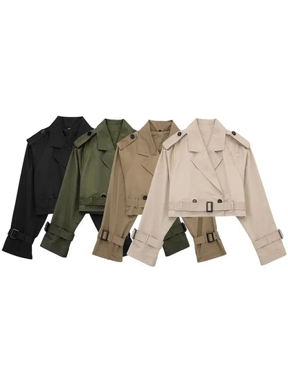 Women’s Belted Cropped Trench Jacket