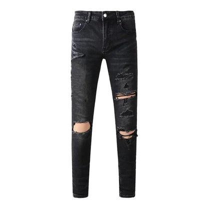 Retro-Wash Skinny Ripped Jeans