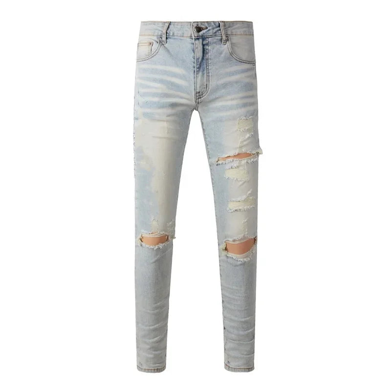 Retro-Wash Skinny Ripped Jeans