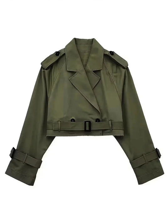Women’s Belted Cropped Trench Jacket