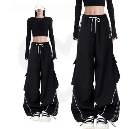 Women’s Striped Wide-Leg Cargo Pants