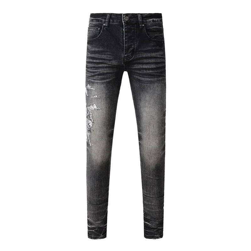 Retro-Wash Skinny Ripped Jeans