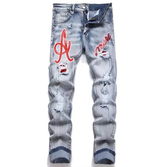 Men’s Embroidered Patch Jeans