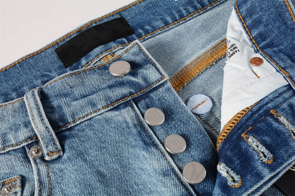 Distressed Skinny Jeans — Light Blue