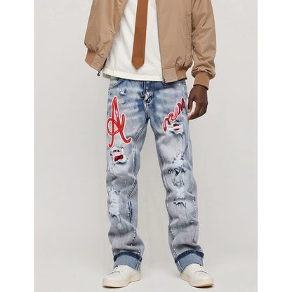 Men’s Embroidered Patch Jeans