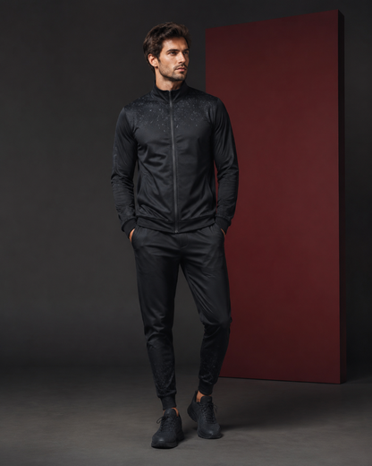 Men's geometric zip training set in a Tanzy editorial