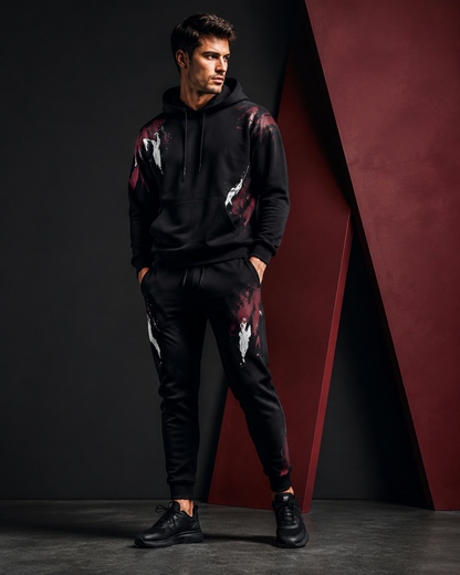 Men's splash hoodie tracksuit in a Tanzy editorial